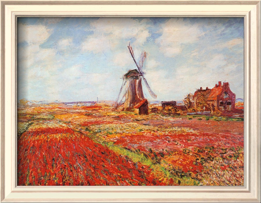Tulip Fields with the Rijnsburg Windmill ( Red ) - Claude Monet Paintings